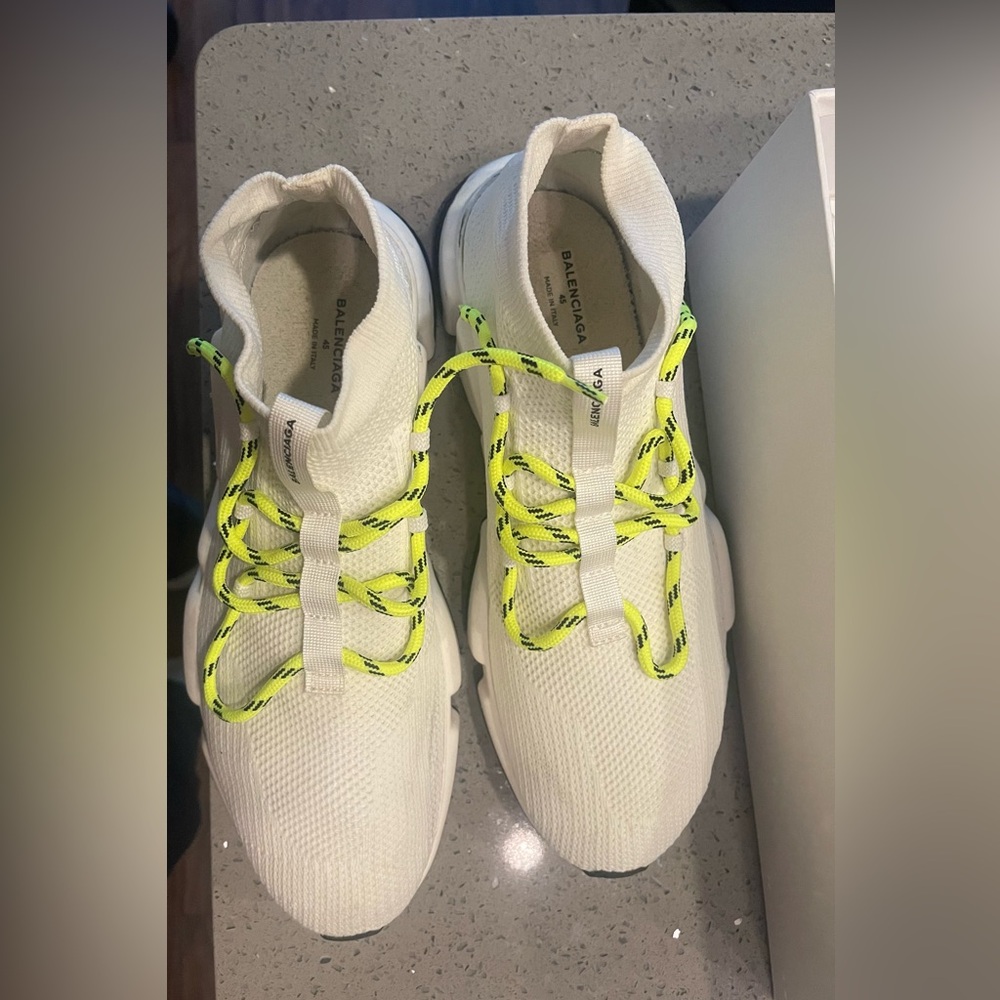 Balenciaga White Speed Knit Lace Up Trainer Sock Sneakers
